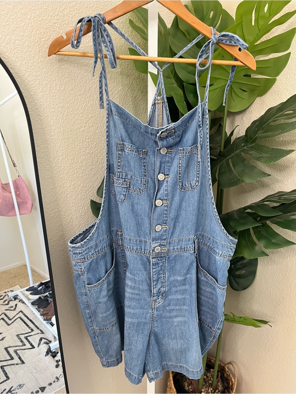 torrid Blue Denim Button-Front Romper Overalls
